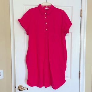 NWOT Linen Shirtdress Gap Hot Pink Coral Summer Party Cool